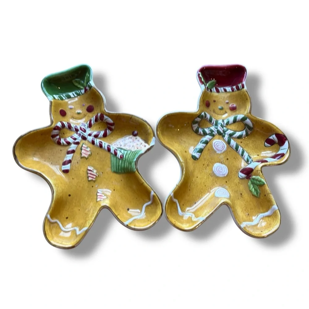 Holiday Treats Festive Gingerbread Man Candy Dishes